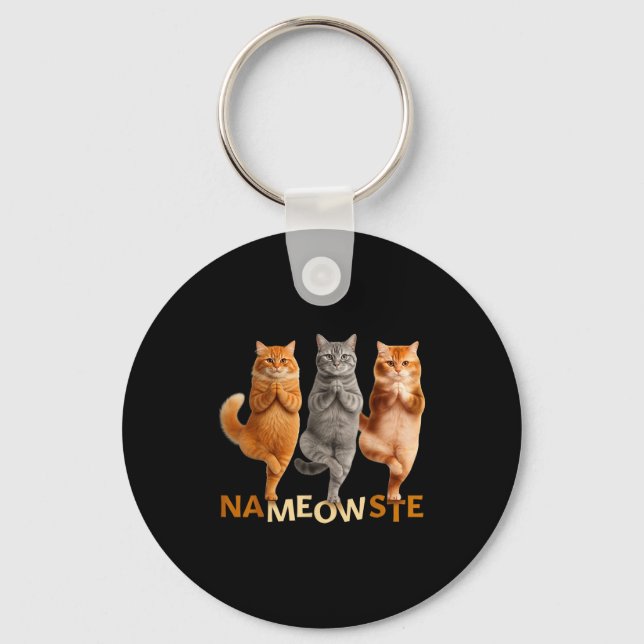 Nameowste Yoga Cat  Key Ring (Front)