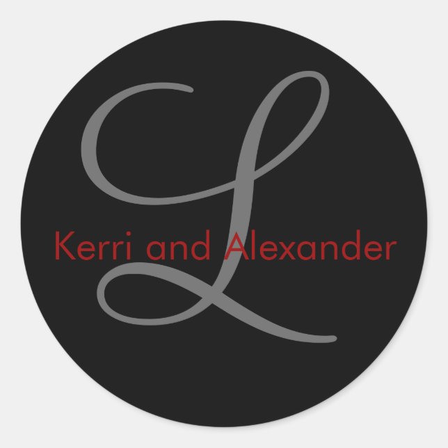 Names and Initial Monogram L Sticker Black & Red (Front)