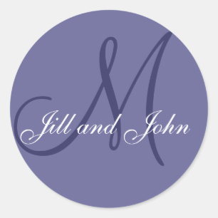 Names and Initial Monogram Sticker Blue Mauve