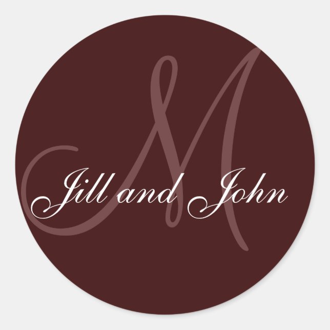 Names and Initial Monogram Sticker Brown (Front)