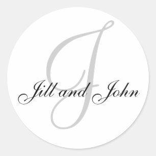 Names and Initial Monogram Sticker White and Black