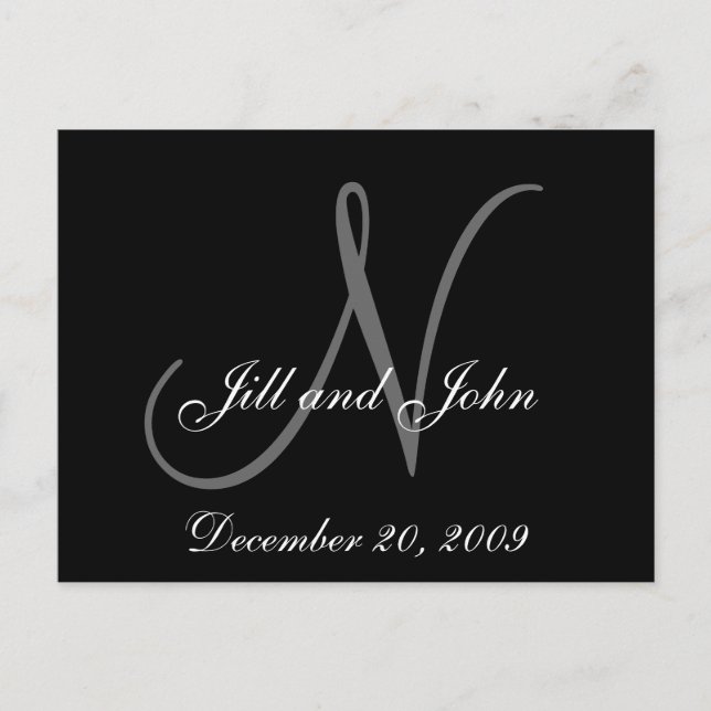 Names and Initial Monogram Wedding Announcement (Front)