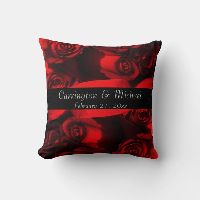 Names/Anniversary - Crimson Rose Bouquet [a] Cushion (Front)