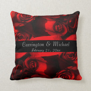 Names/Anniversary - Crimson Rose Bouquet [a] Cushion