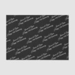 Names & Anniversary Year, White Script, Black Tissue Paper<br><div class="desc">Personalise Names,  Anniversary Year and Message in White Script text on black background; perfect for stuffing a gift bag. Also great for decoupage,  scrap booking,  junk journals,  invitations,  or any of your creative projects too.</div>