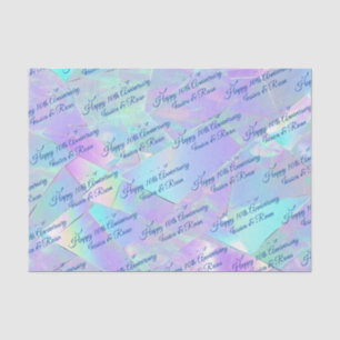 Names Any Year Anniversary Blue Script Iridescent Tissue Paper