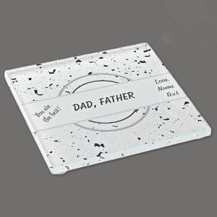 Names, Black Grey Chips Terrazzo Pattern Masculine Glass Coaster