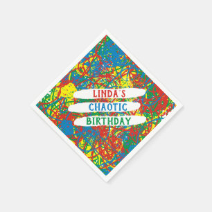 Name's Chaotic Birthday Red Blue Green Yellow Wild Napkin