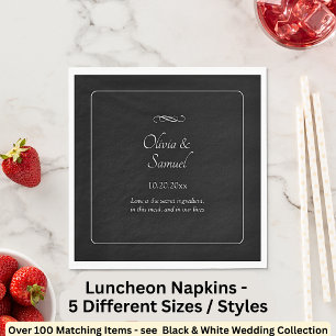 Names Date Message Black White Infinity Luncheon Napkin