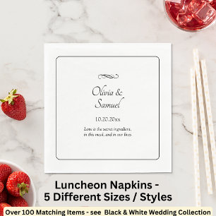 Names Date Message Black White Infinity Luncheon Napkin