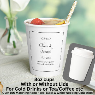 Names Date Message Black White Infinity Paper Cups