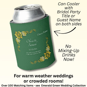 Names Date Message Emerald Green & Gold Can Cooler