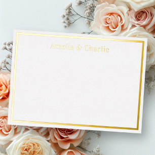Names elegant silver gold real foil note card