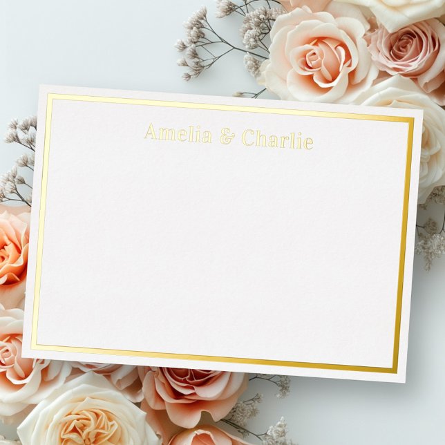 Names elegant silver gold real foil note card (Names elegant silver gold real foil note card)
