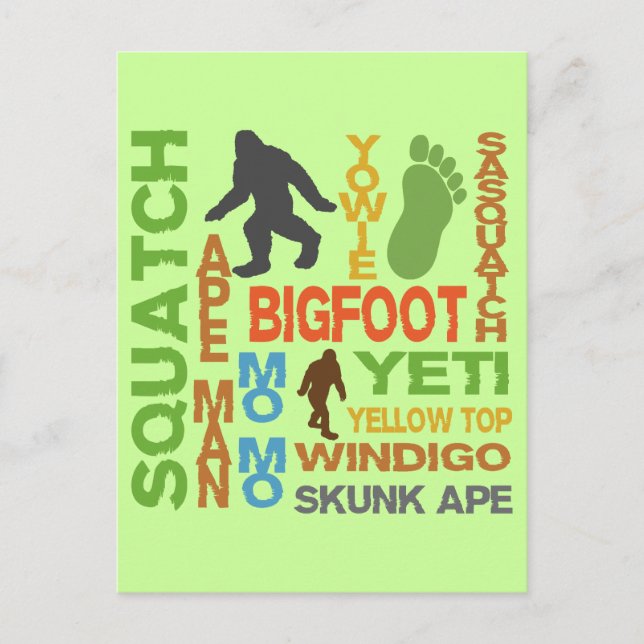 Names For Bigfoot Postcard (Front)