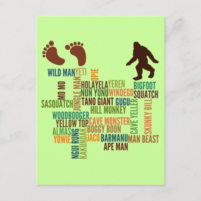 Names For Bigfoot Postcard (Front)