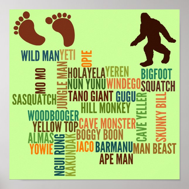 Names For Bigfoot Poster (Front)