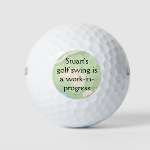 Name's golf swing is a work-in-progress, funny  balls