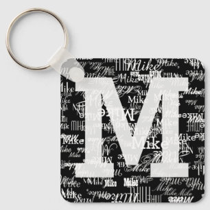 Names & Initial BLACK Key Ring