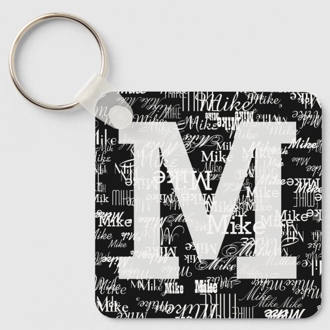 Names & Initial BLACK Key Ring (Front)