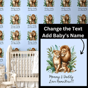 Names Love Baby Name - Lions & Lion Cub on Blue Wallpaper
