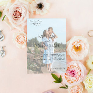 Names Modern Photo 6 Vertical Wedding Invitation