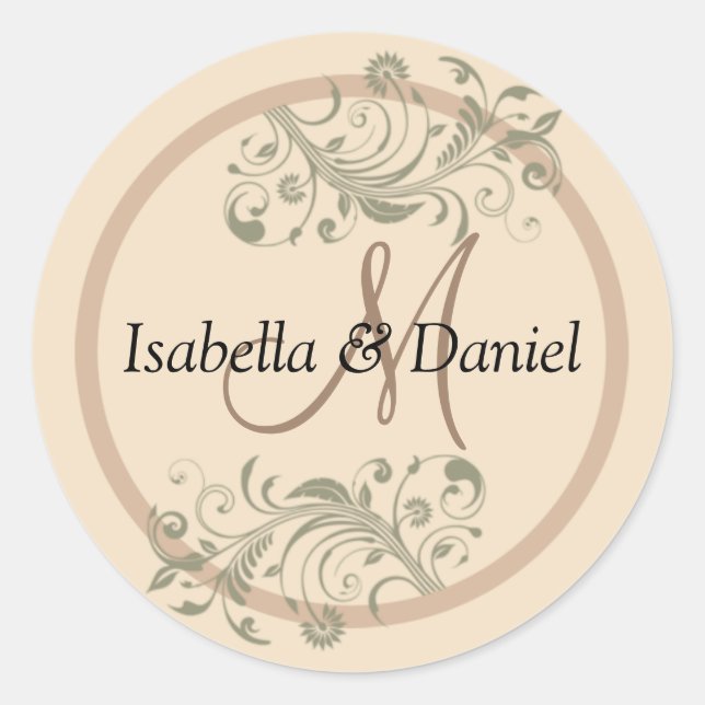 Names Monogram Bride Groom Wedding Gift Stickers (Front)