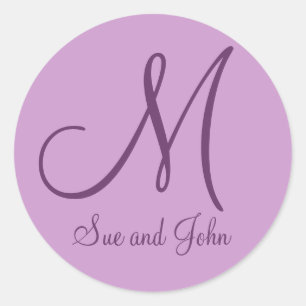 Names Monogram Mauve Wedding Favour Stickers