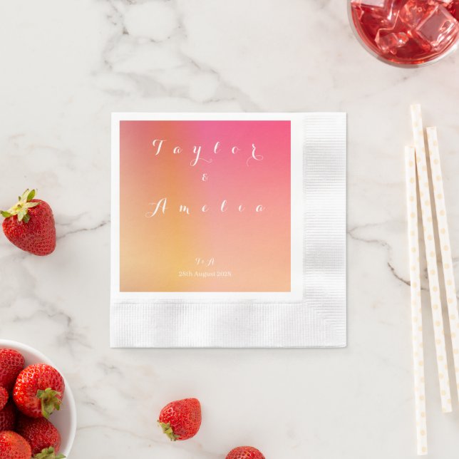 Names Monogram Minimal Gradient Wedding Napkin (Insitu)