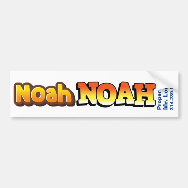 Names: Noah nametag/sticker Bumper Sticker (Front)