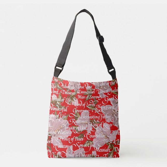 Names of Christ Calligraphy | Red | Crossbody Bag (Front)
