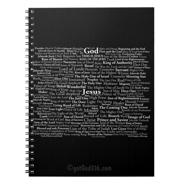 Names of God and Jesus gotGod316.com Notebook (Front)