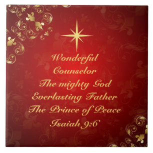 Names of God Bible Verse Isaiah 9:6, Christmas Tile