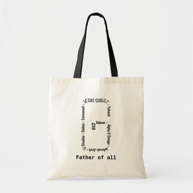 Names of God in G Shaped Text Minimalist Design Tote Bag (Front)