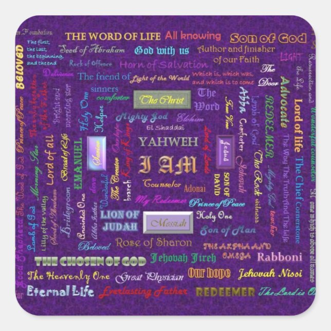 names of God square stickers (Front)