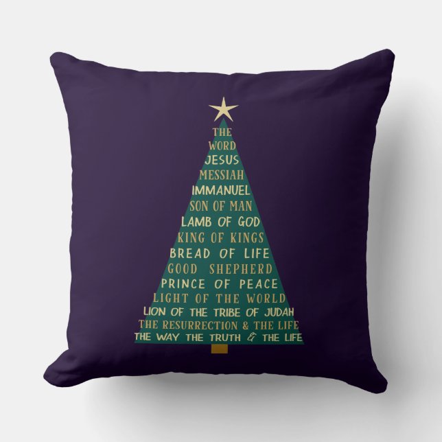 Names of Jesus Christmas Tree Cushion (Front)
