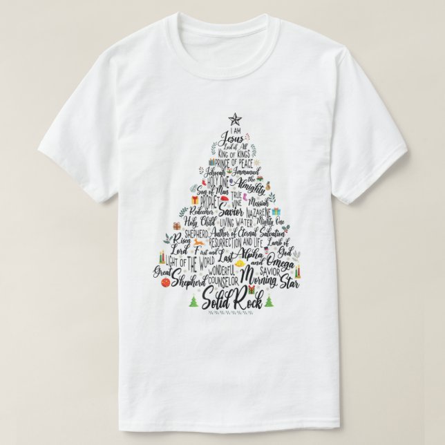 Names of Jesus Christmas Tree pajama family  T-Shirt (Design Front)