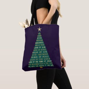 Names of Jesus Christmas Tree Tote Bag