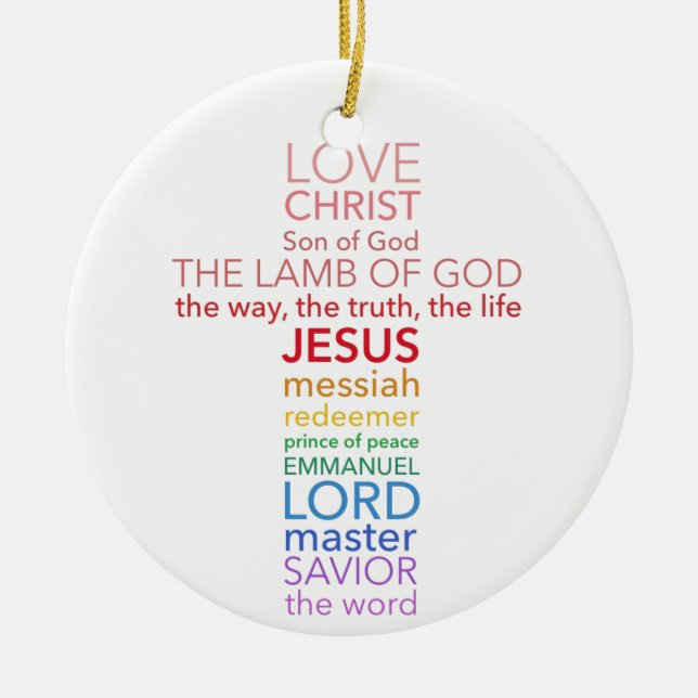 Names of Jesus Cross Ceramic Tree Decoration (Front)