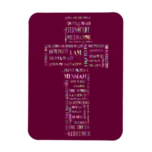 Names of Jesus Cross Magnet (Vertical)