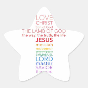 Names of Jesus Cross Star Sticker