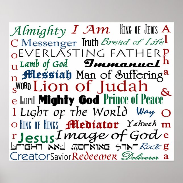 Names of Jesus Poster (Front)