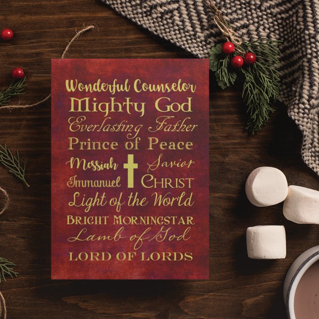 Names of Jesus Red Personalised Christmas Card (Creator Uploaded)