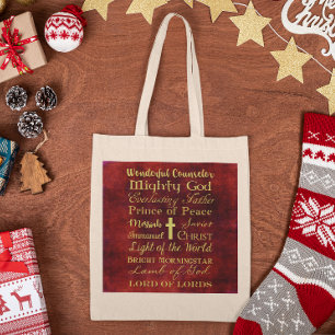 Names of Jesus Red Tote