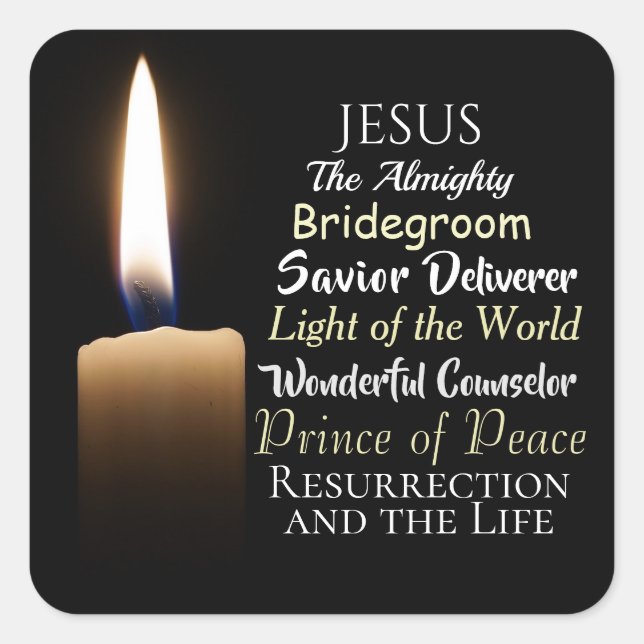 Names of Jesus Resurrection and the Life, Saviour Square Sticker (Front)