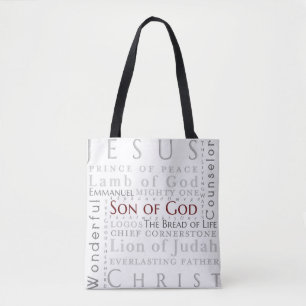 Names of Jesus Typography Tote Bag