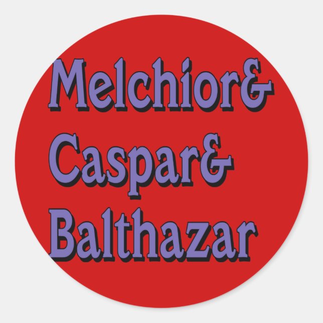 Names of the Three Wisemen Classic Round Sticker (Front)