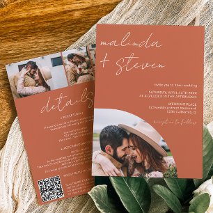 Names script arch boho 4 photo all in one wedding invitation