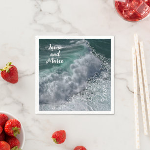 Names, sea and love photo and doodle napkin