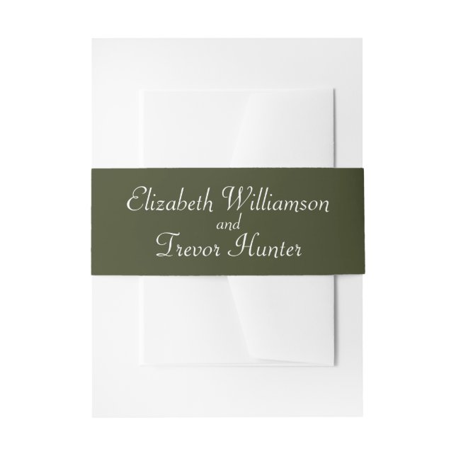 Names Simple Forest Green  Invitation Belly Band (Front Example)